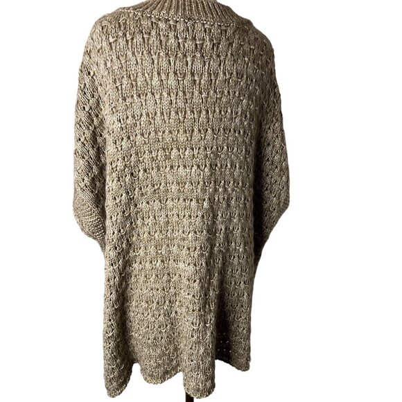 Coco Carmen sweater poncho open knit square V-neck One size pull over - Picture 4 of 12